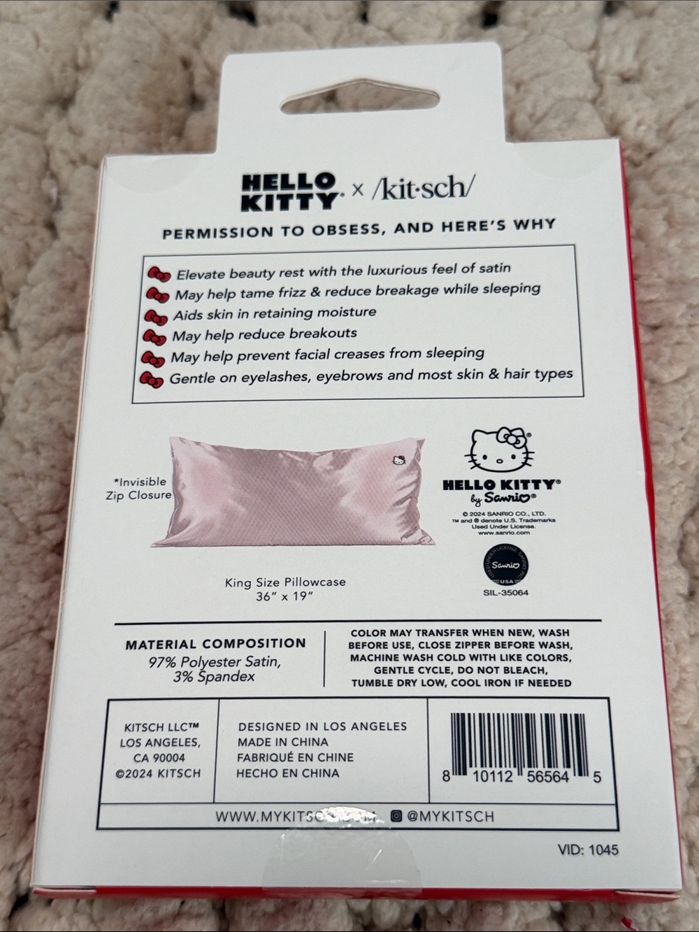 Hello Kitty x Kitsch Pink The Satin Pillowcase - NWT - Picture 5 of 5